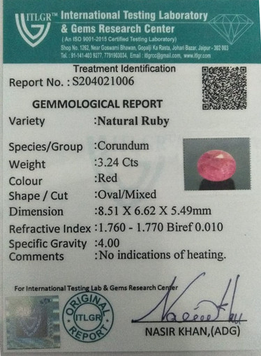 Ruby - 3.24 Carat