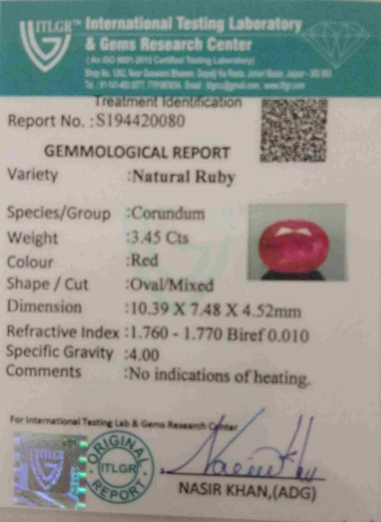 Ruby - 3.45 Carat