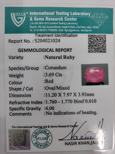Ruby - 3.69 Carat