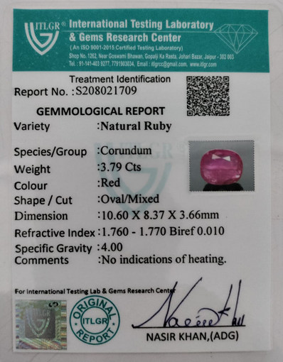 Ruby - 3.79 Carat