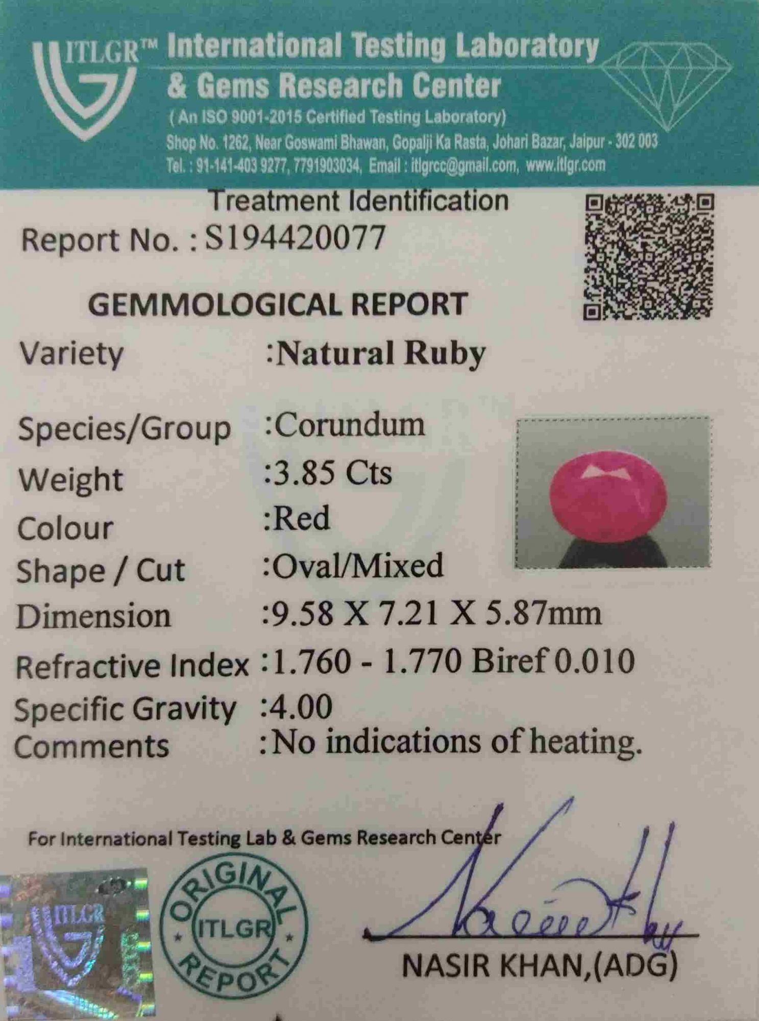 Ruby - 3.85 Carat