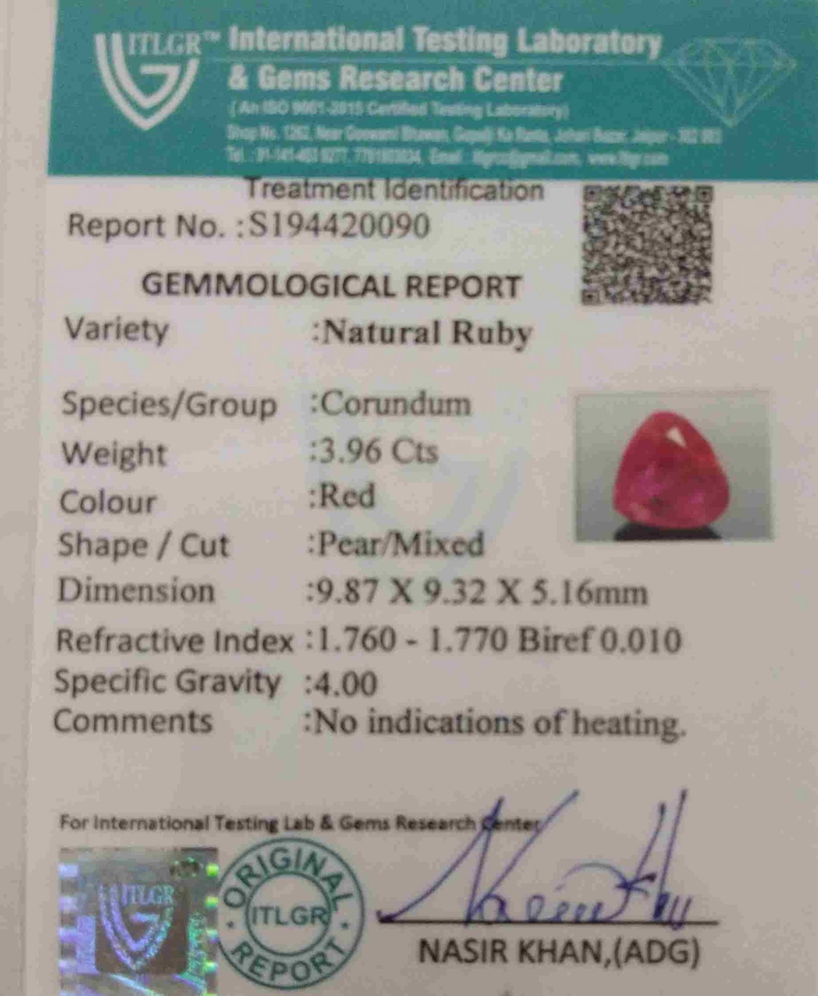 Ruby - 3.96 Carat