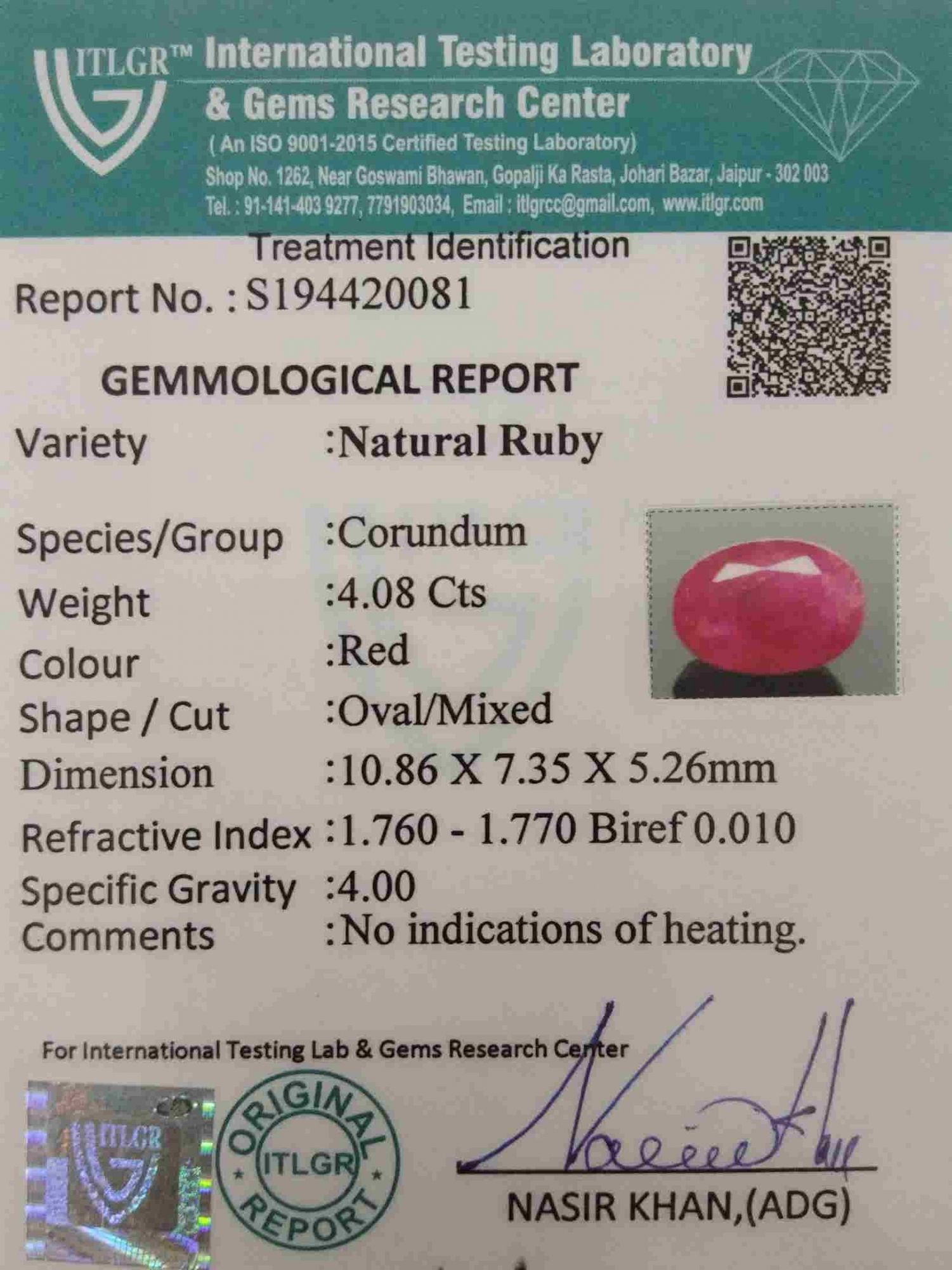 Ruby - 4.08 Carat