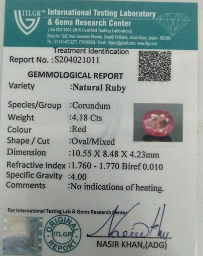 Ruby - 4.18 Carat