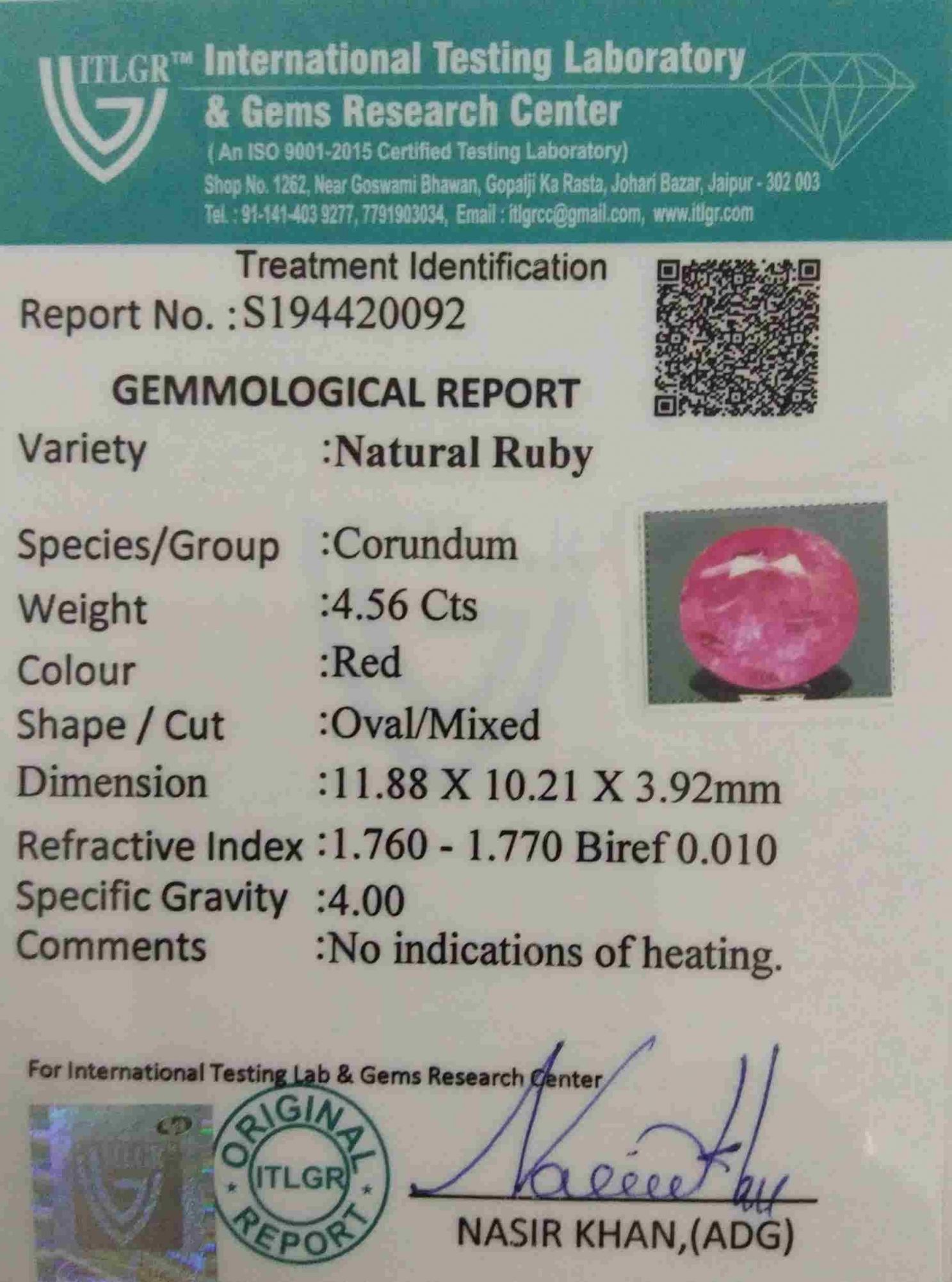 Ruby - 4.56 Carat