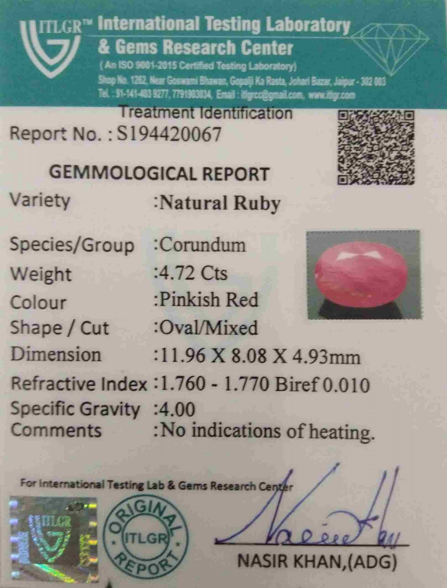 Ruby - 4.72 Carat