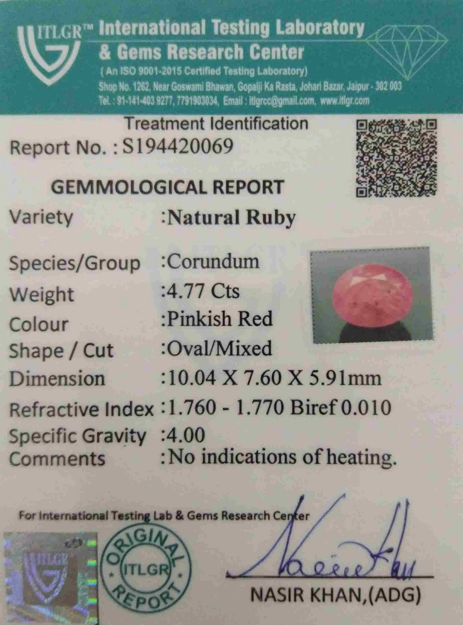 Ruby - 4.77 Carat