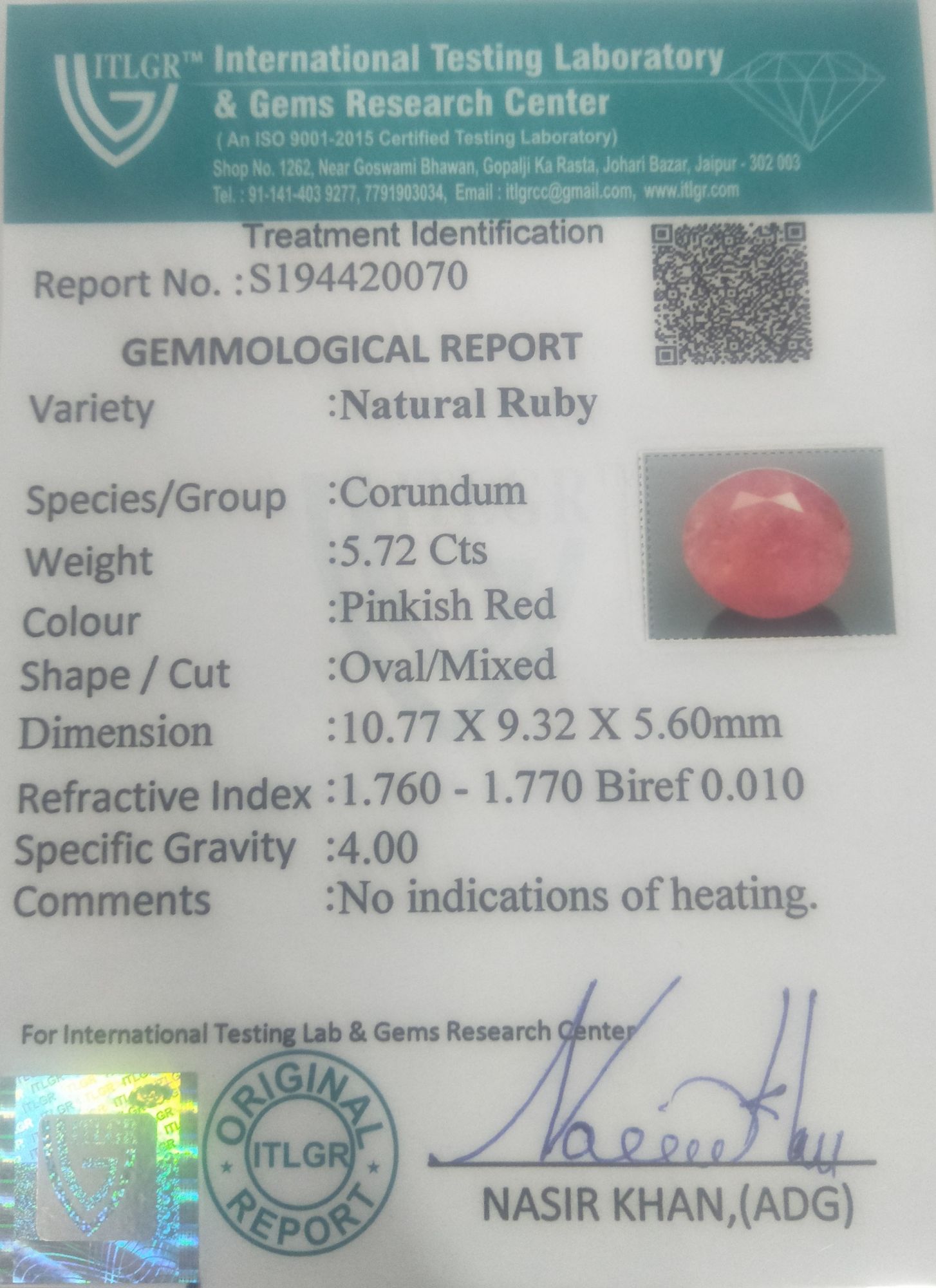Ruby - 5.72 Carat