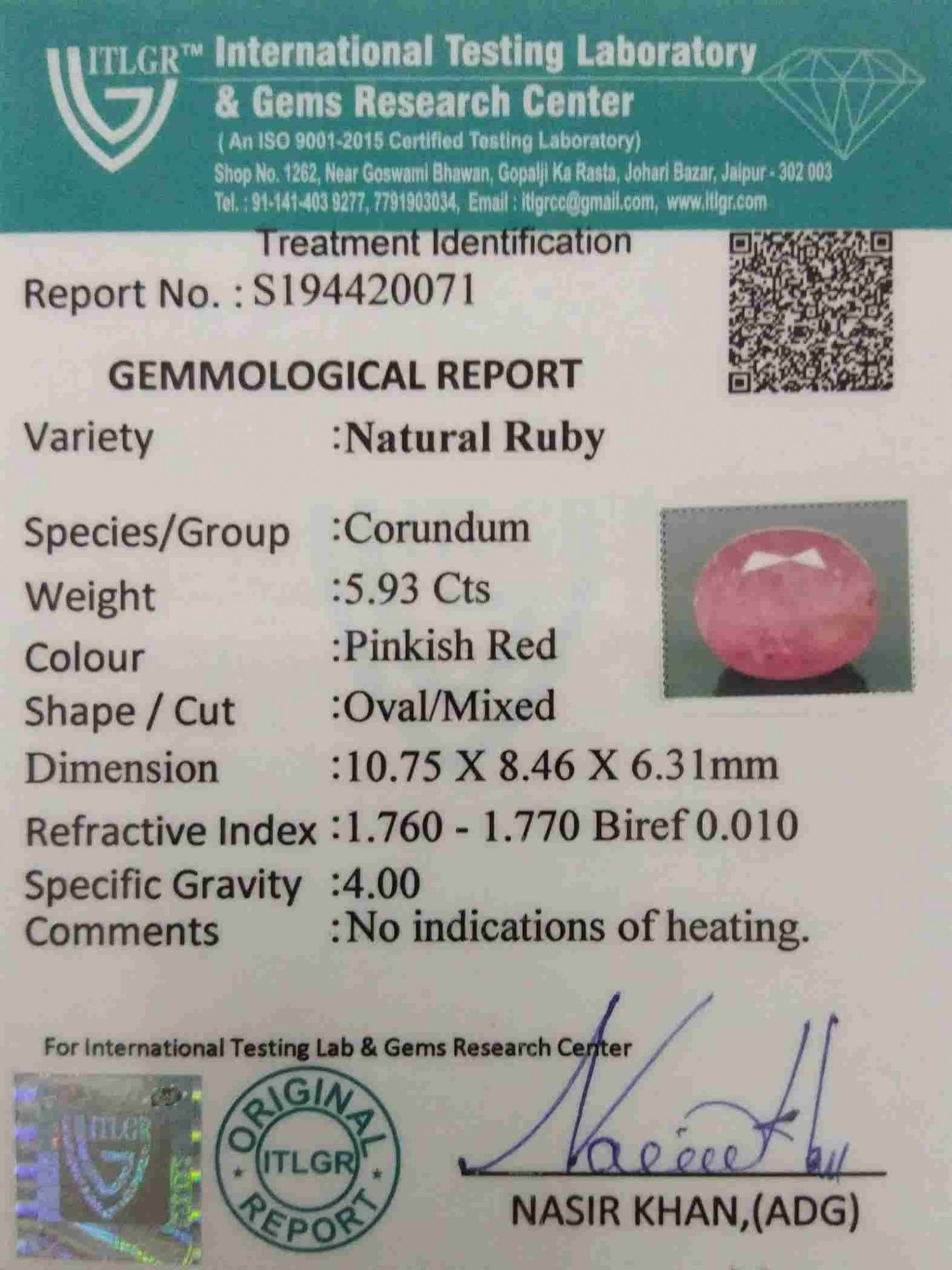 Ruby - 5.93 Carat