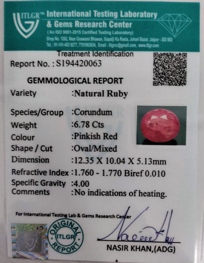 Ruby - 6.78 Carat