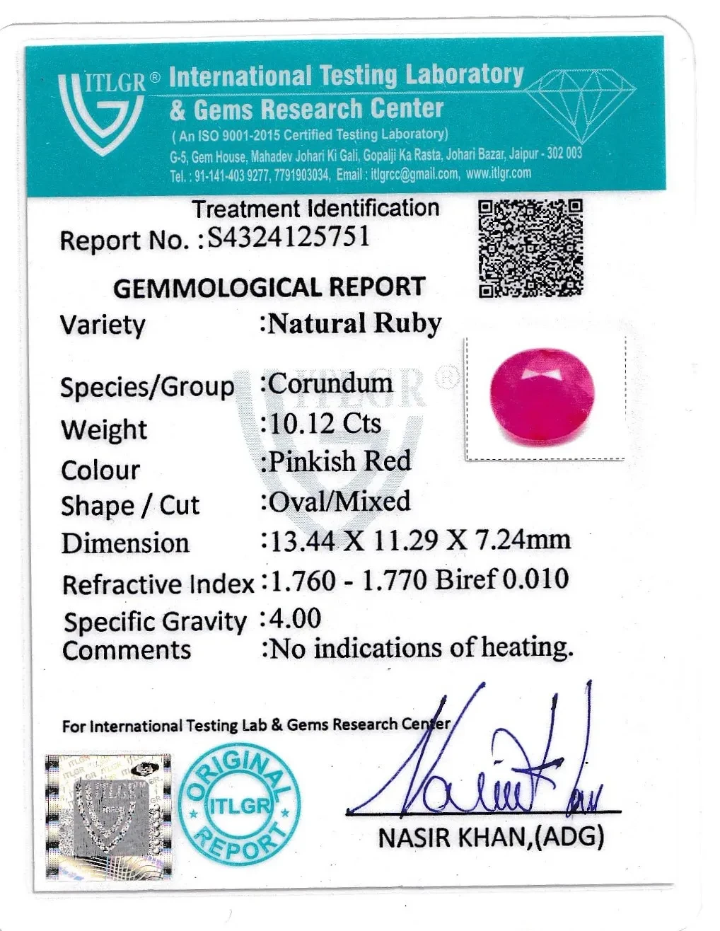 Ruby (Manik) - 10.12 Carat