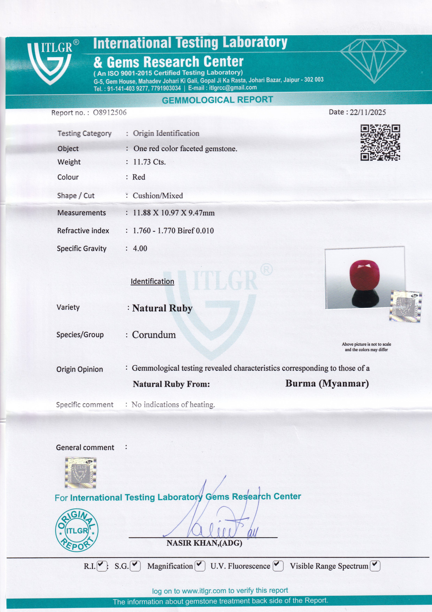 Ruby (Manik) - 11.73 Carat
