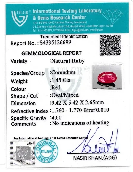 Ruby (Manik) - 1.45 Carat