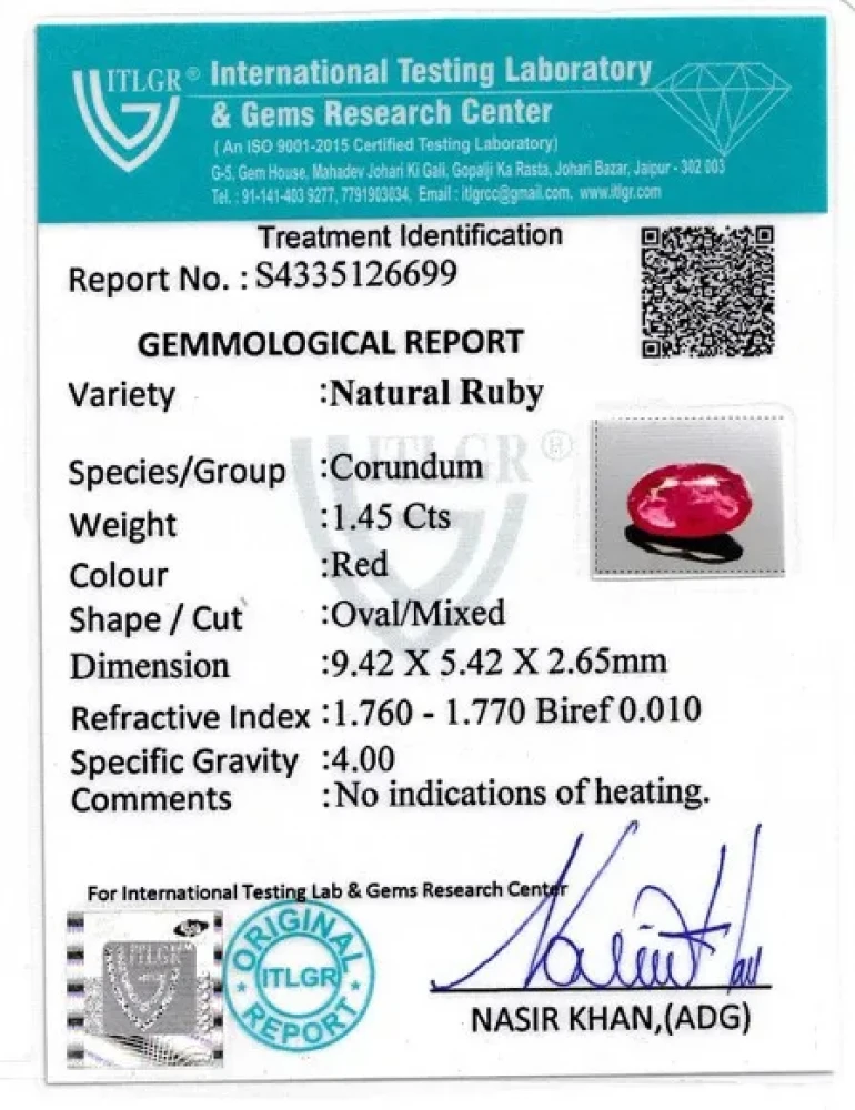 Ruby (Manik) - 1.45 Carat
