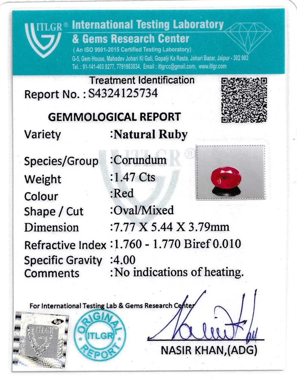 Ruby (Manik) - 1.47 Carat