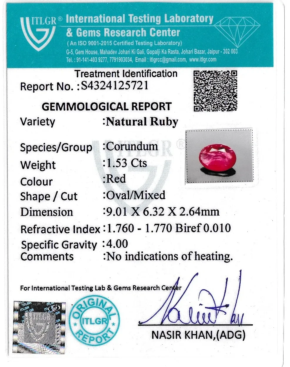 Ruby (Manik) - 1.53 Carat