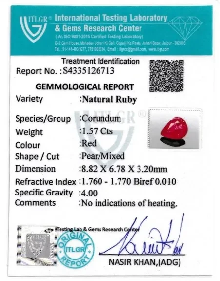 Ruby (Manik) - 1.57 Carat
