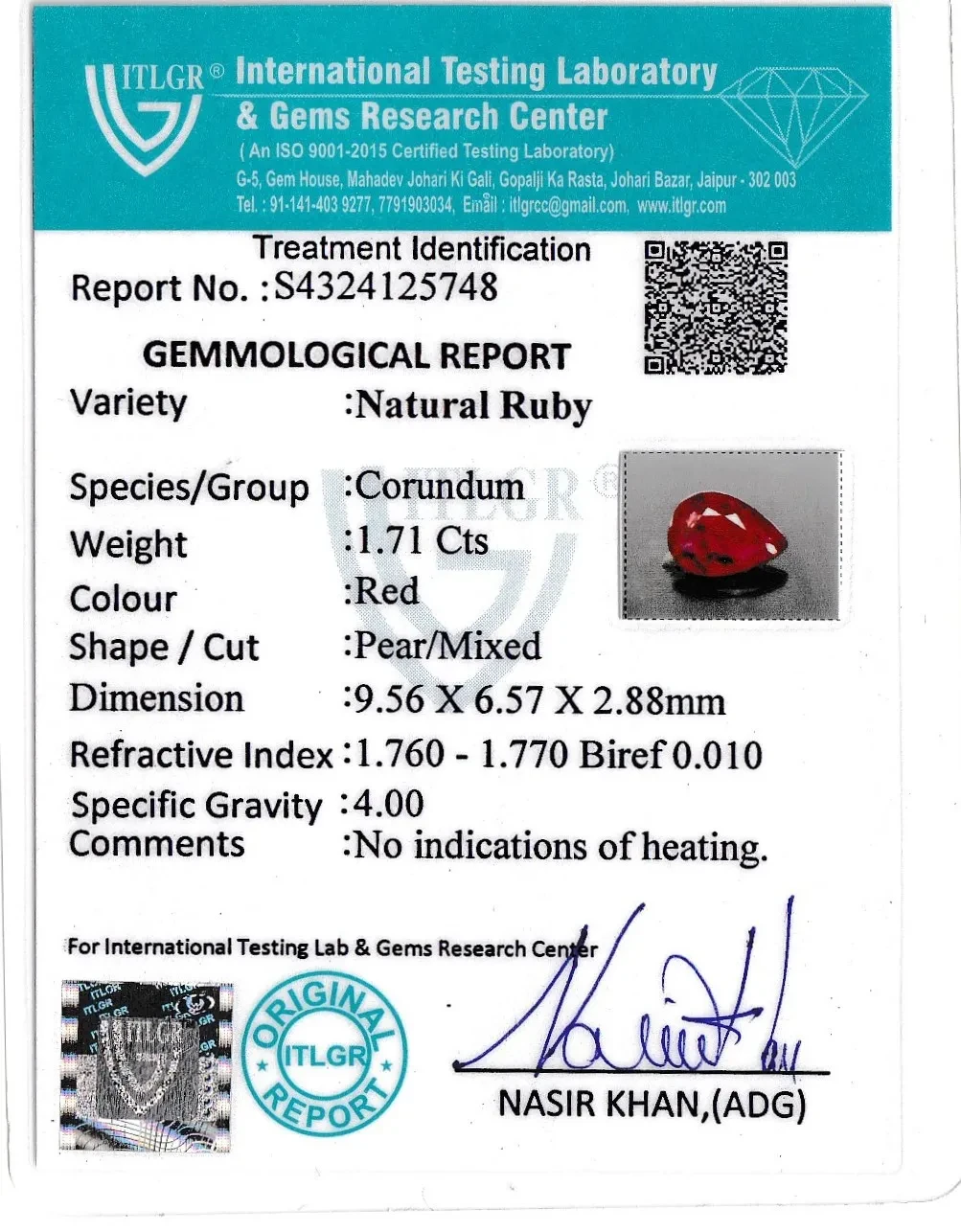 Ruby (Manik) - 1.71 Carat