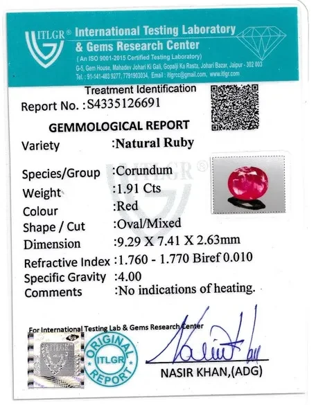Ruby (Manik) - 1.91 Carat