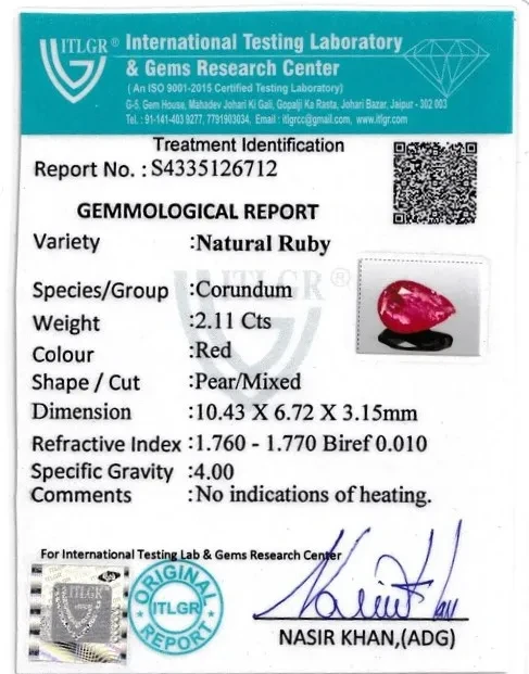 Ruby (Manik) - 2.11 Carat