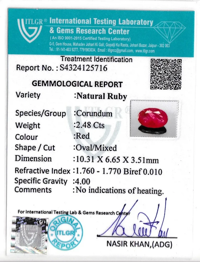 Ruby (Manik) - 2.48 Carat