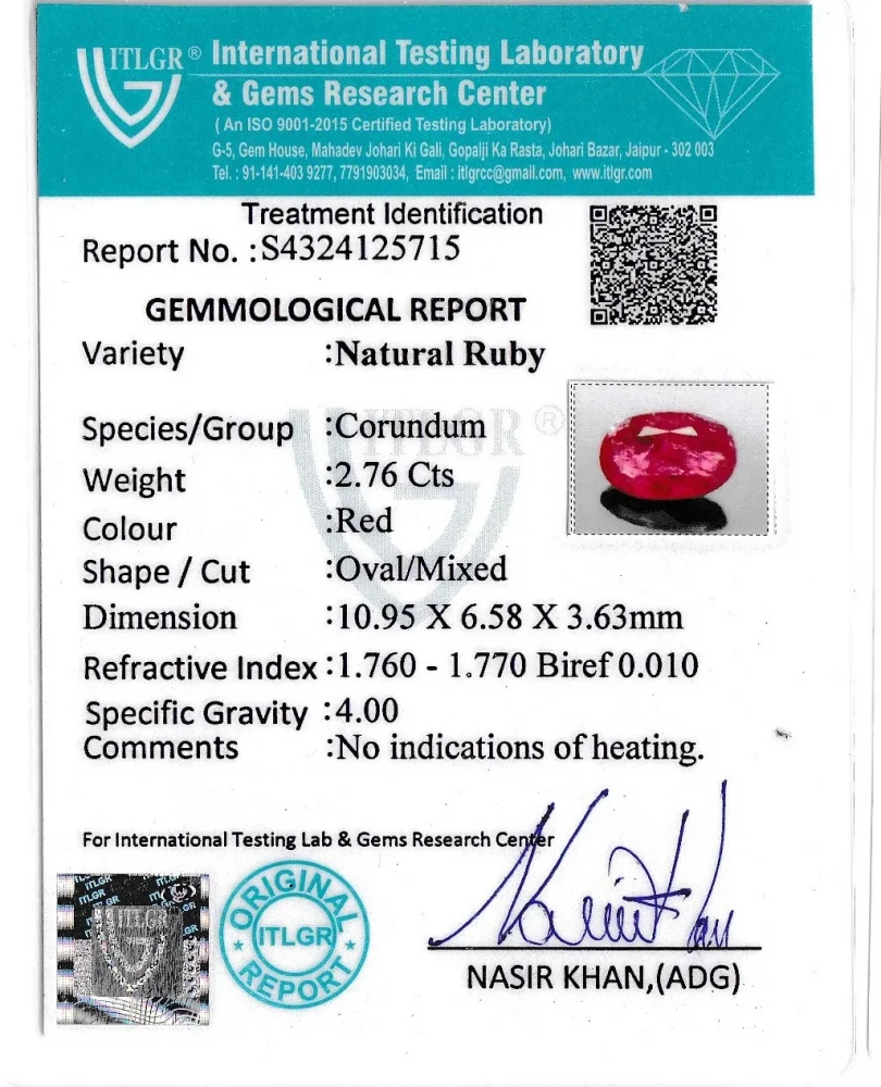 Ruby (Manik) - 2.76 Carat