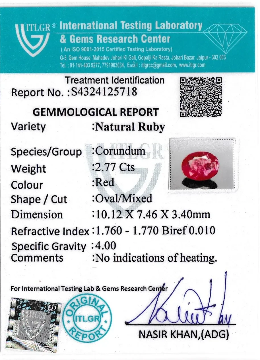 Ruby (Manik) - 2.77 Carat