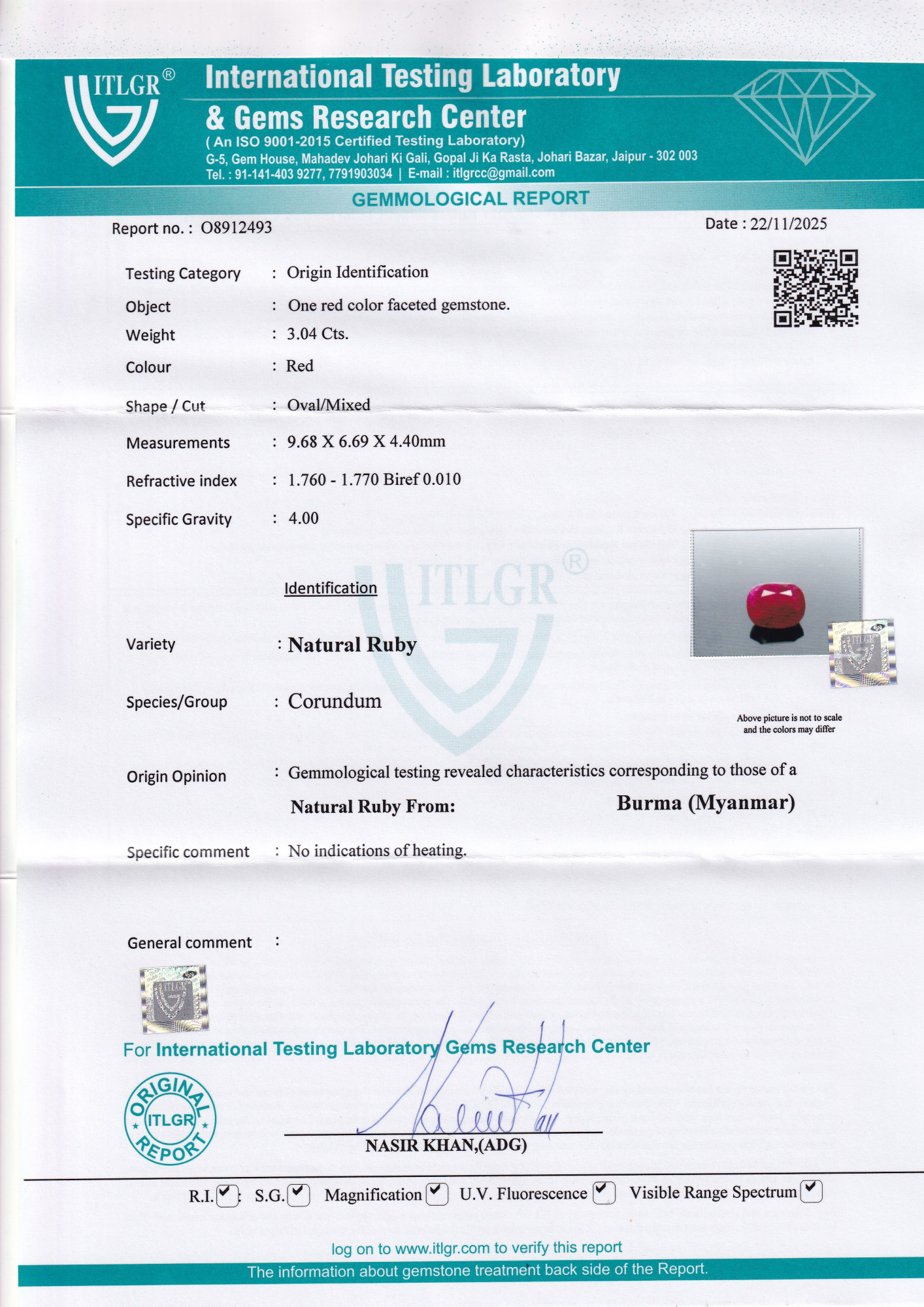 Ruby (Manik) - 3.04 Carat