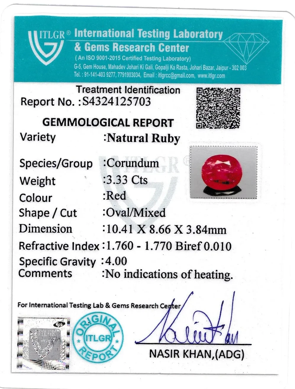 Ruby (Manik) - 3.33 Carat