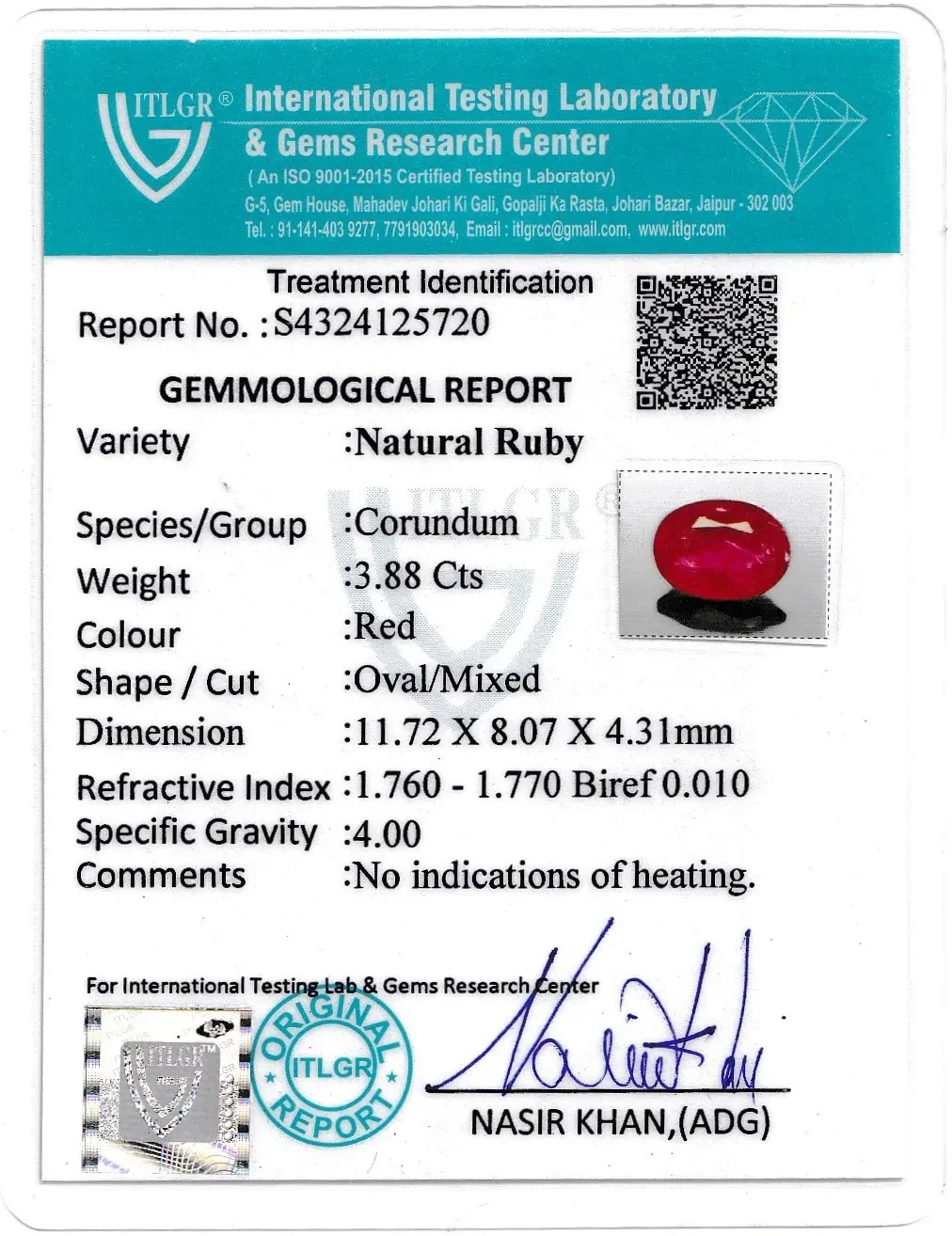 Ruby (Manik) - 3.88 Carat