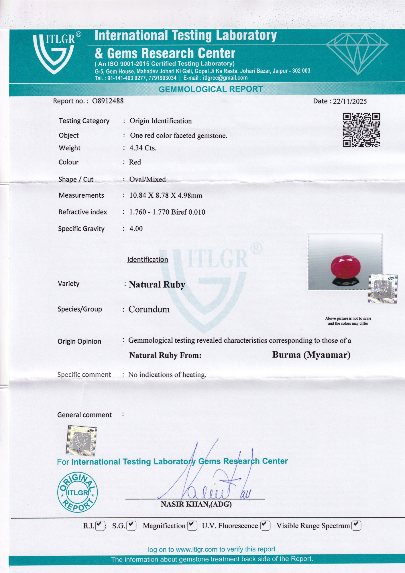 Ruby (Manik) - 4.34 Carat