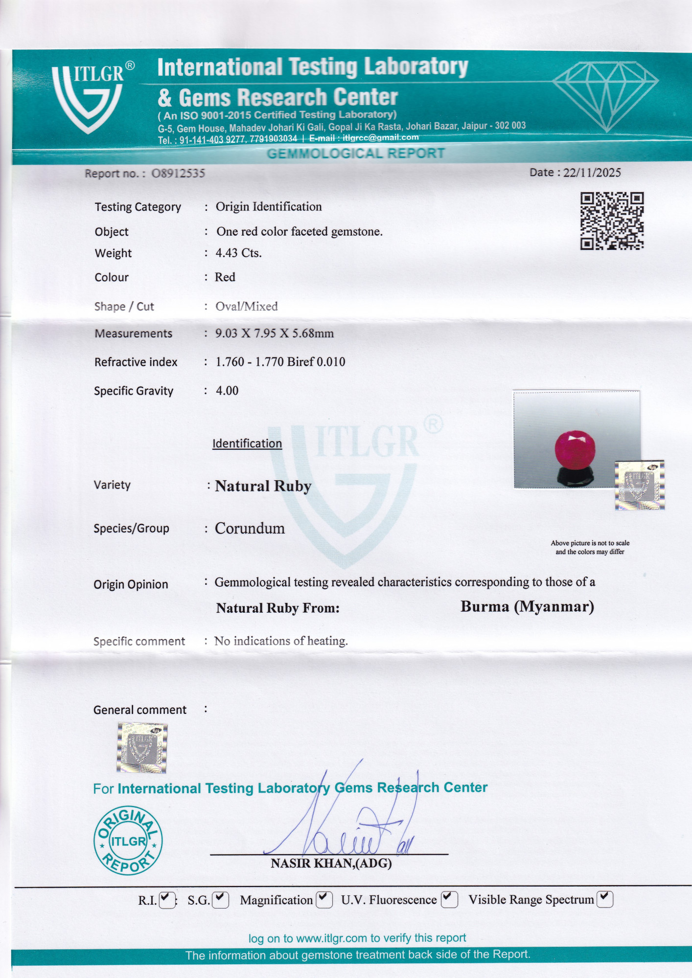 Ruby (Manik) - 4.43 Carat