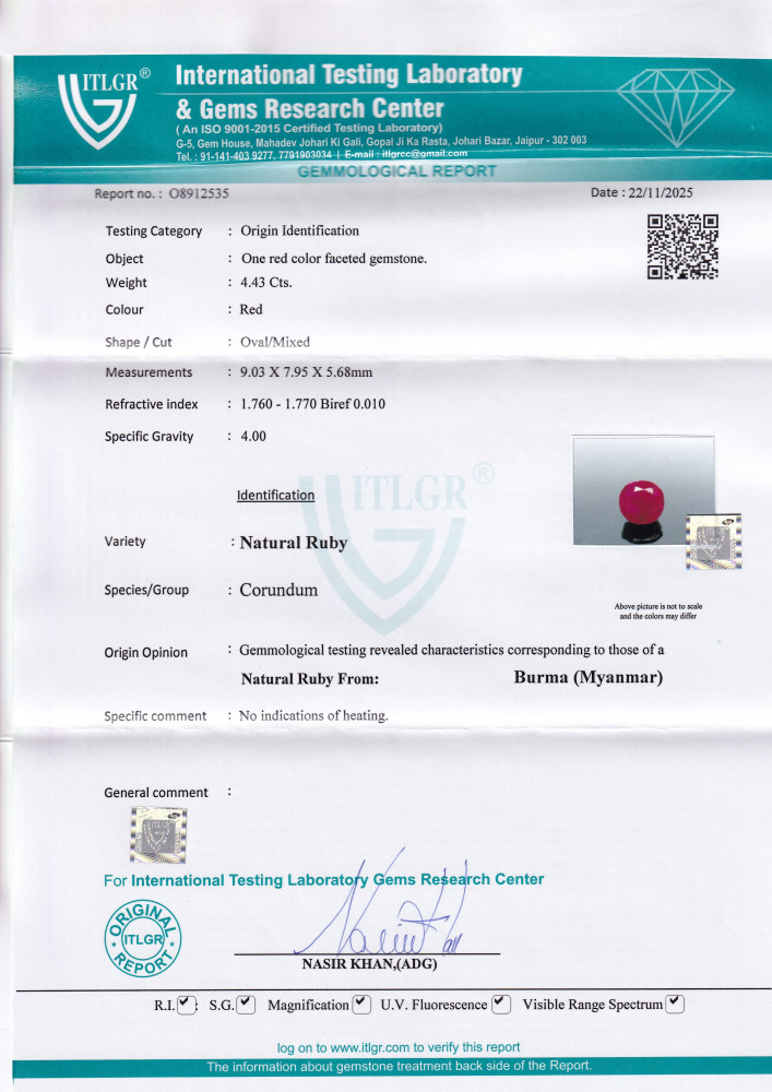 Ruby (Manik) - 4.48 Carat