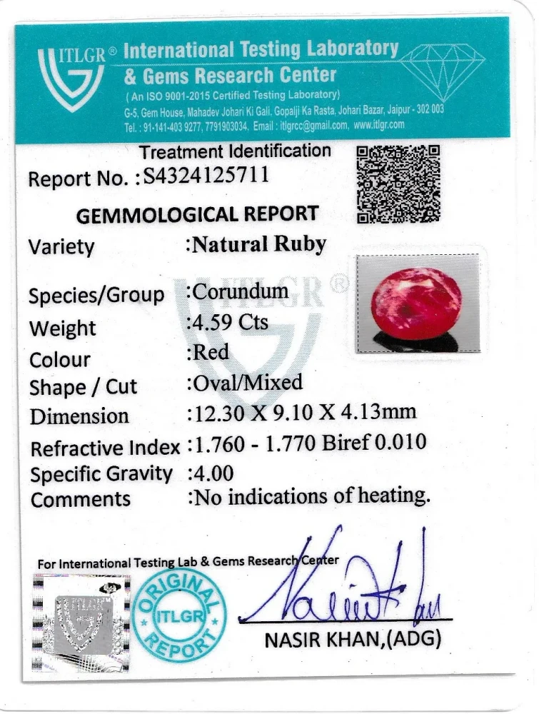 Ruby (Manik) - 4.59 Carat