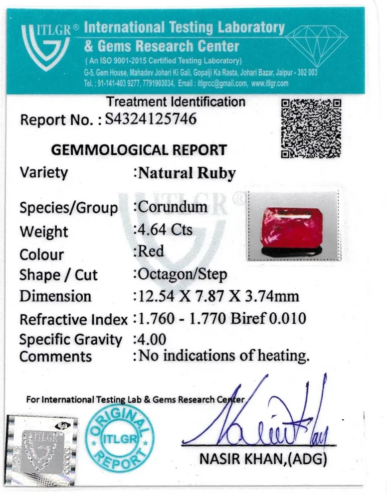 Ruby (Manik) - 4.64 Carat