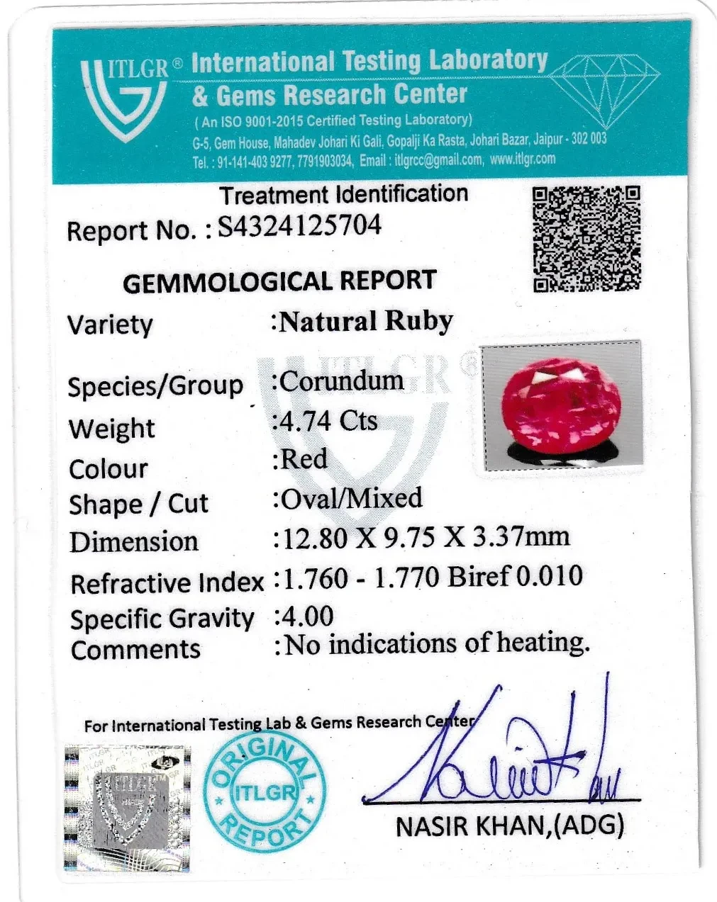Ruby (Manik) - 4.74 Carat