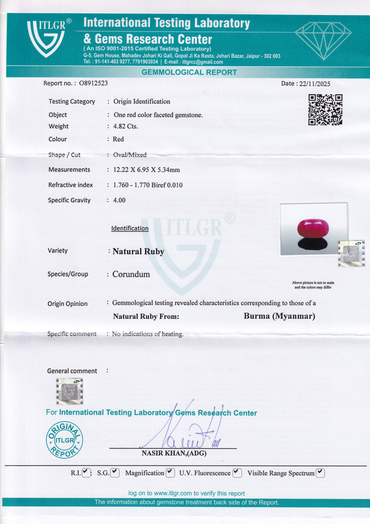 Ruby (Manik) - 4.82 Carat