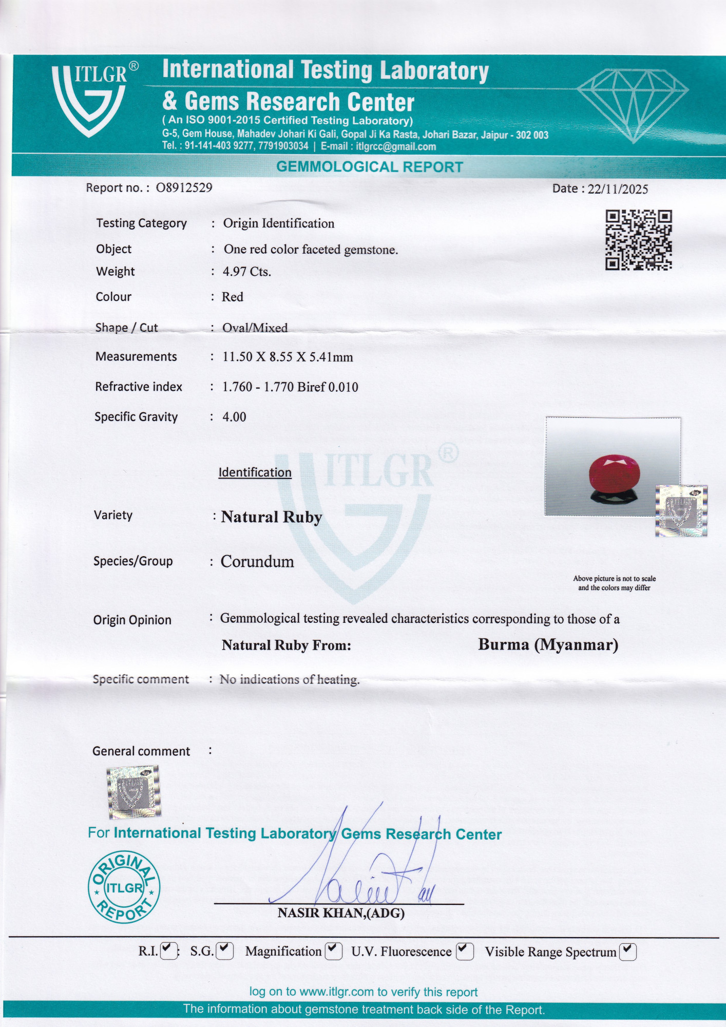 Ruby (Manik) - 4.97 Carat