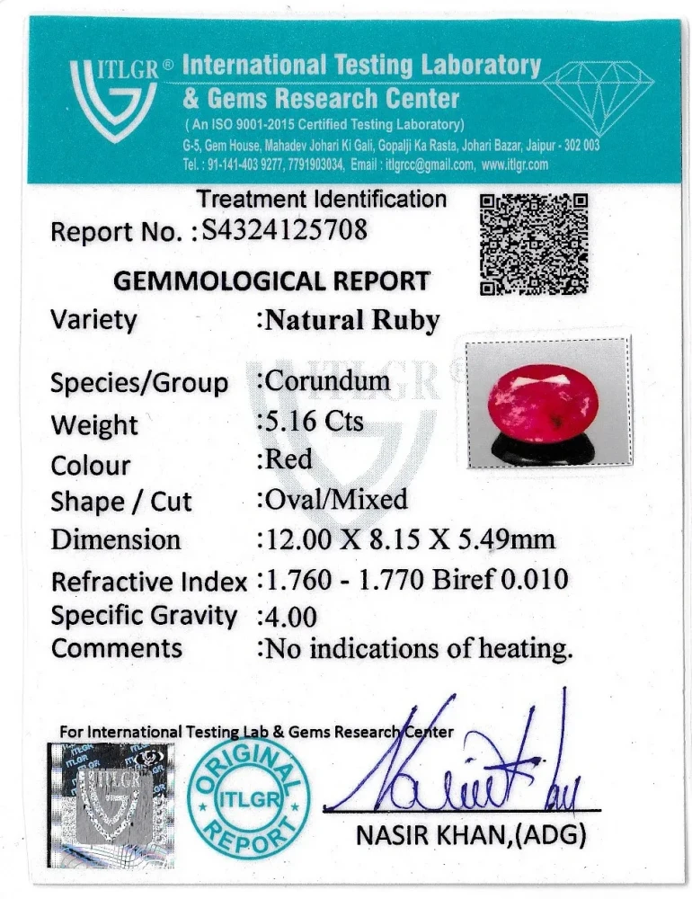 Ruby (Manik) - 5.16 Carat