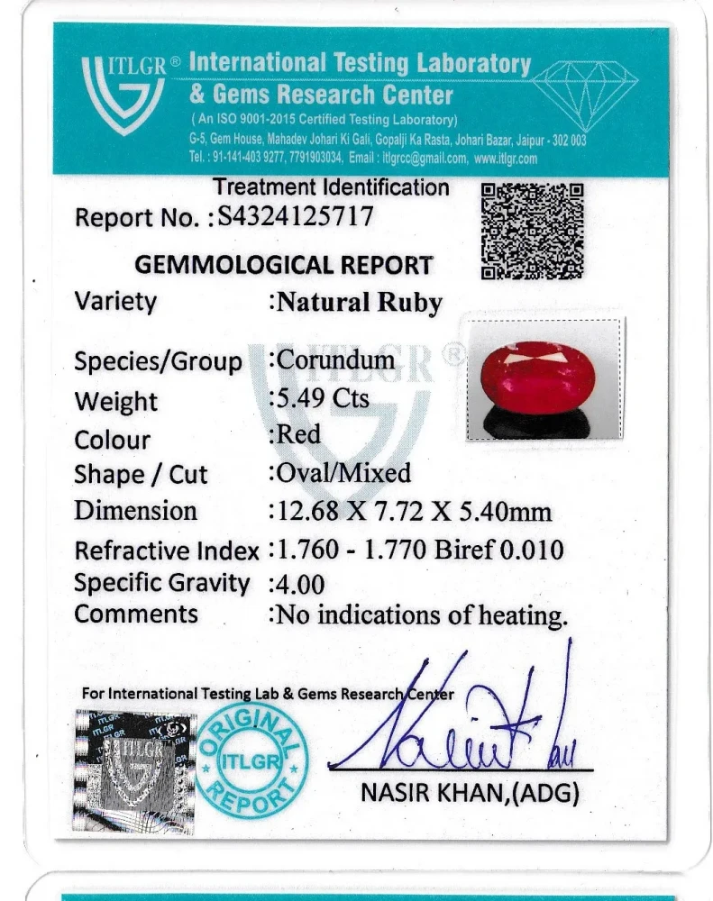 Ruby (Manik) - 5.49 Carat