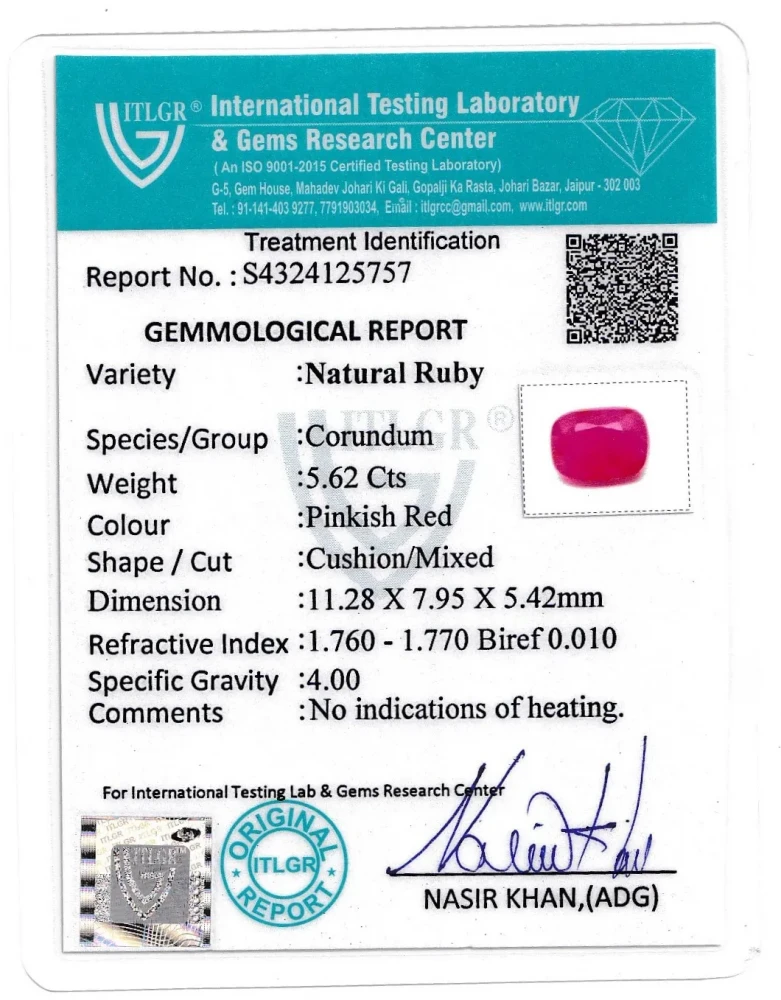 Ruby (Manik) - 5.62 Carat