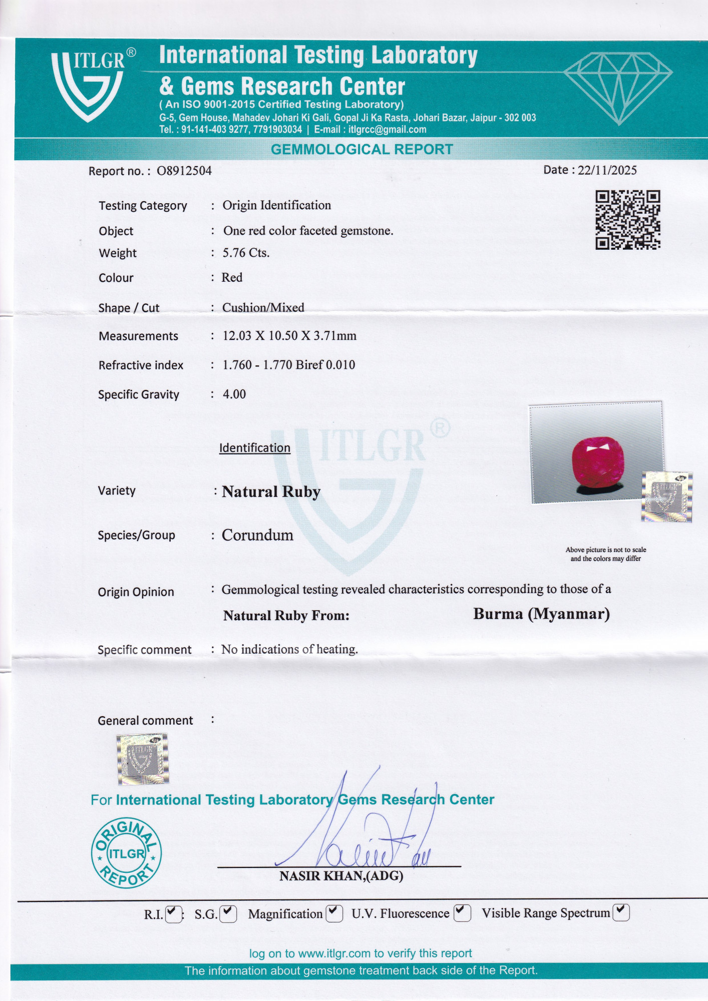 Ruby (Manik) - 5.76 Carat