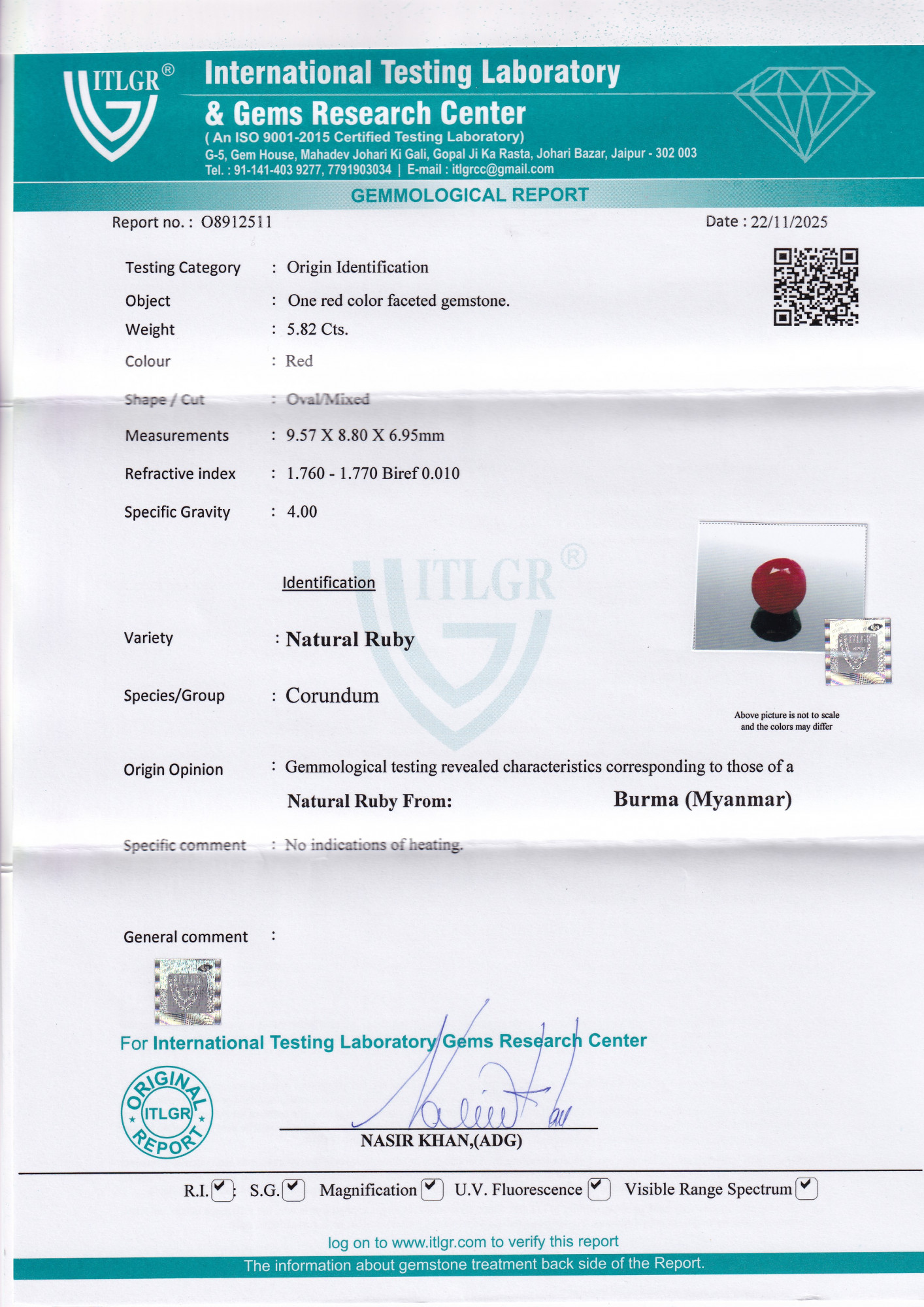 Ruby (Manik) - 5.82 Carat
