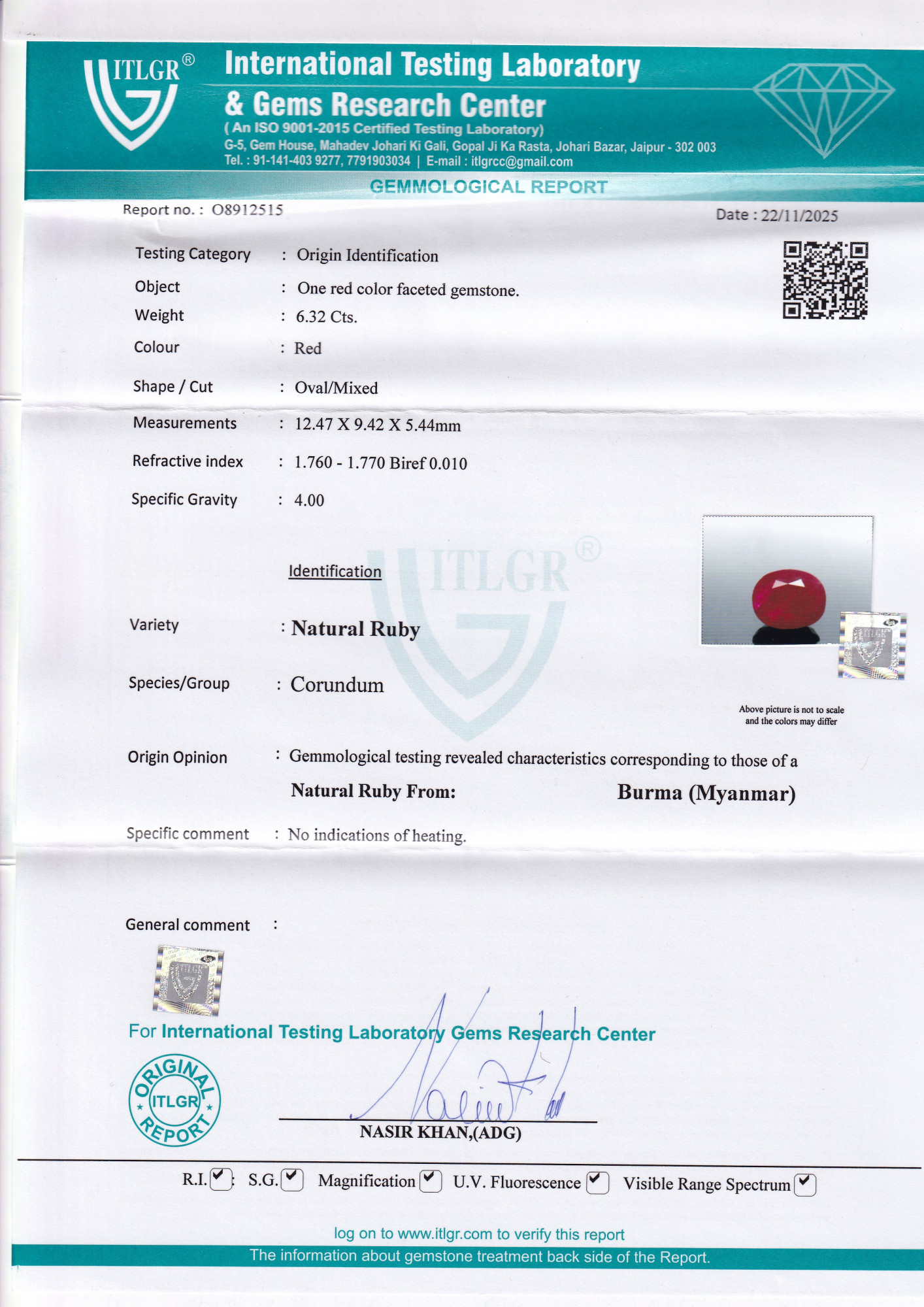 Ruby (Manik) - 6.32 Carat