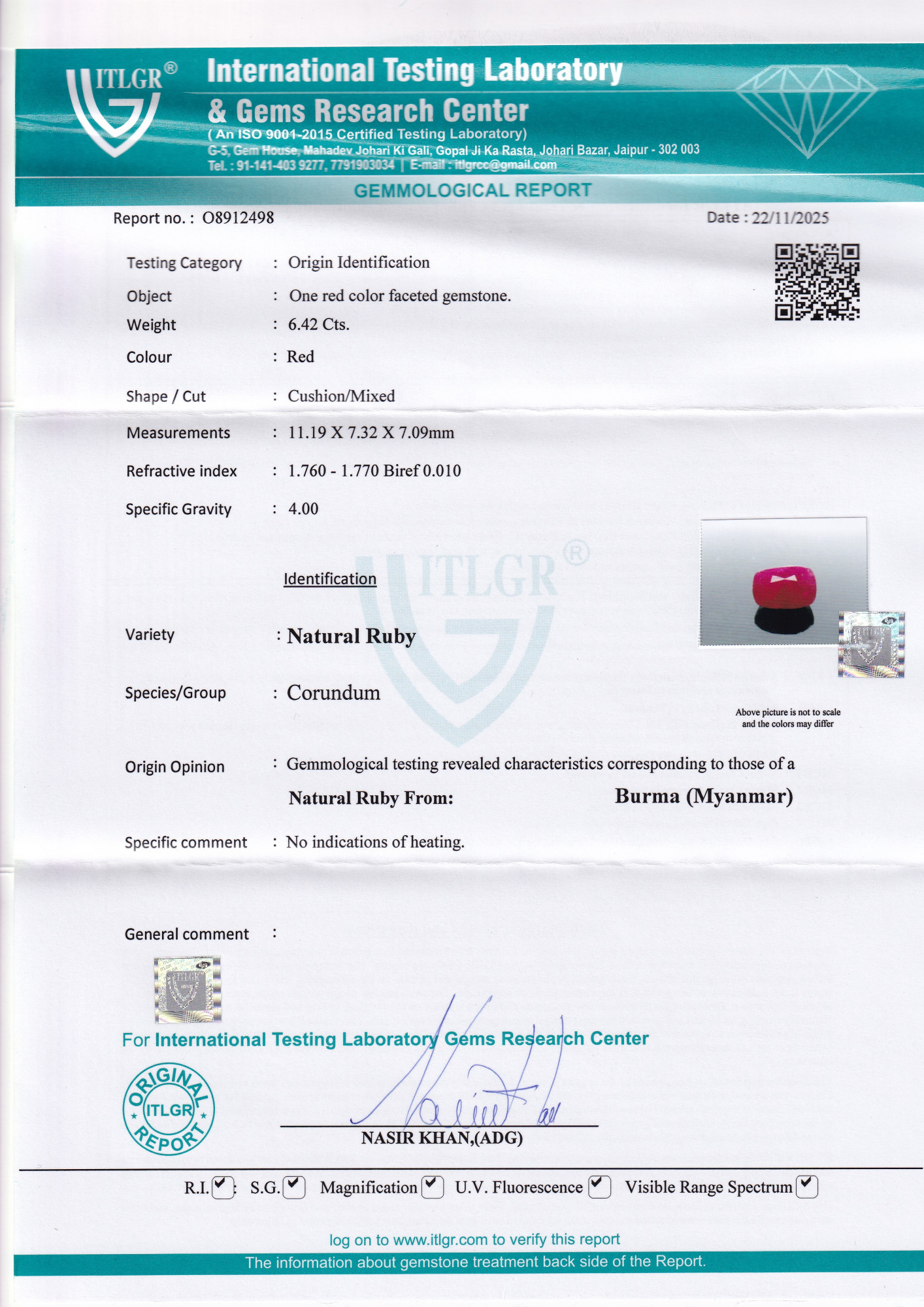 Ruby (Manik) - 6.42 Carat