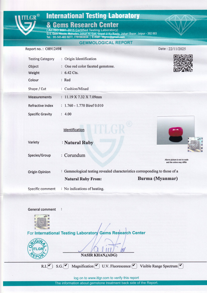 Ruby (Manik) - 6.49 Carat