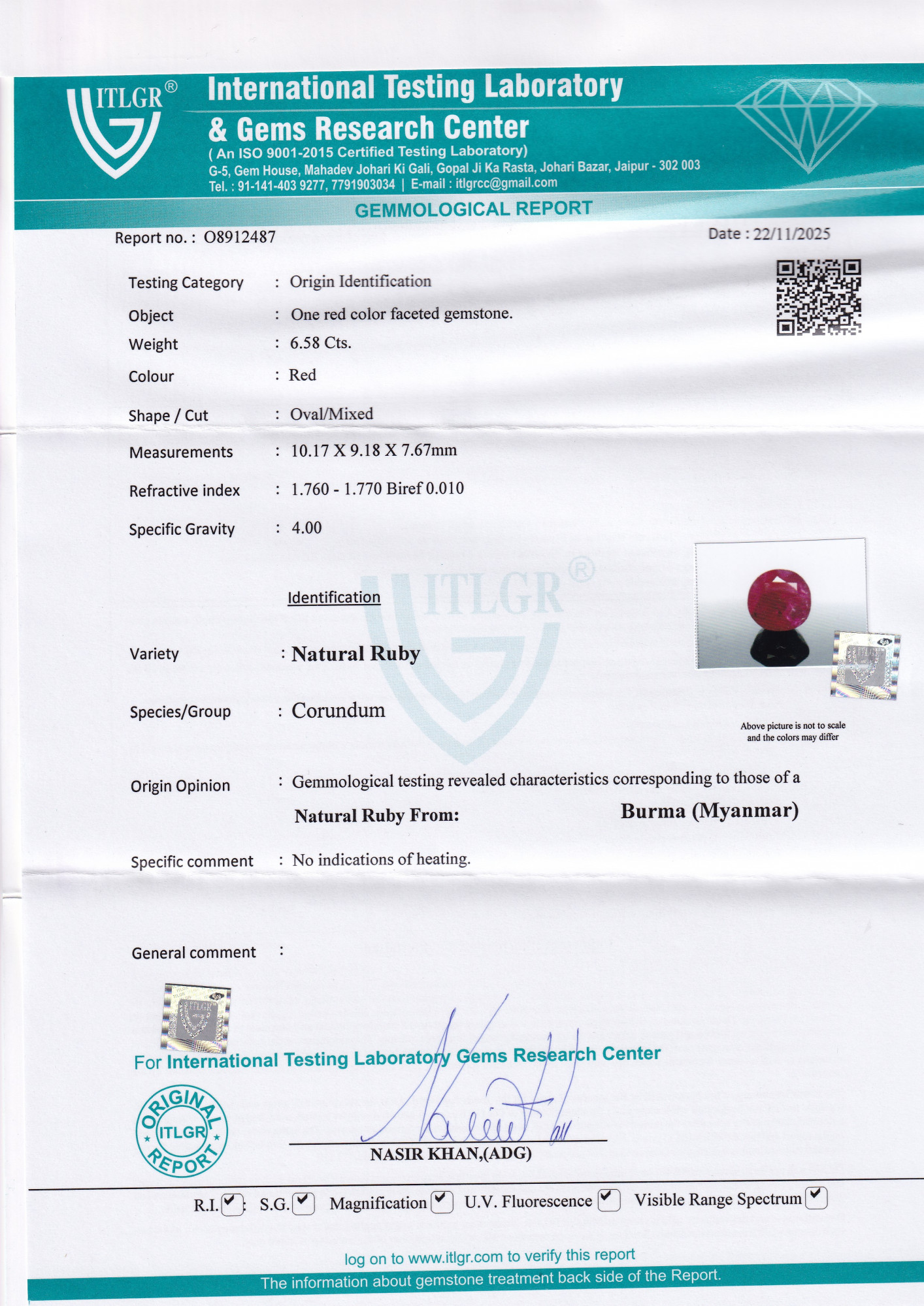 Ruby (Manik) - 6.58 Carat