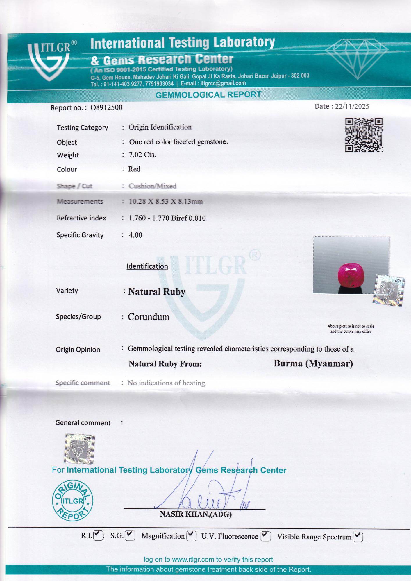 Ruby (Manik) - 7.02 Carat