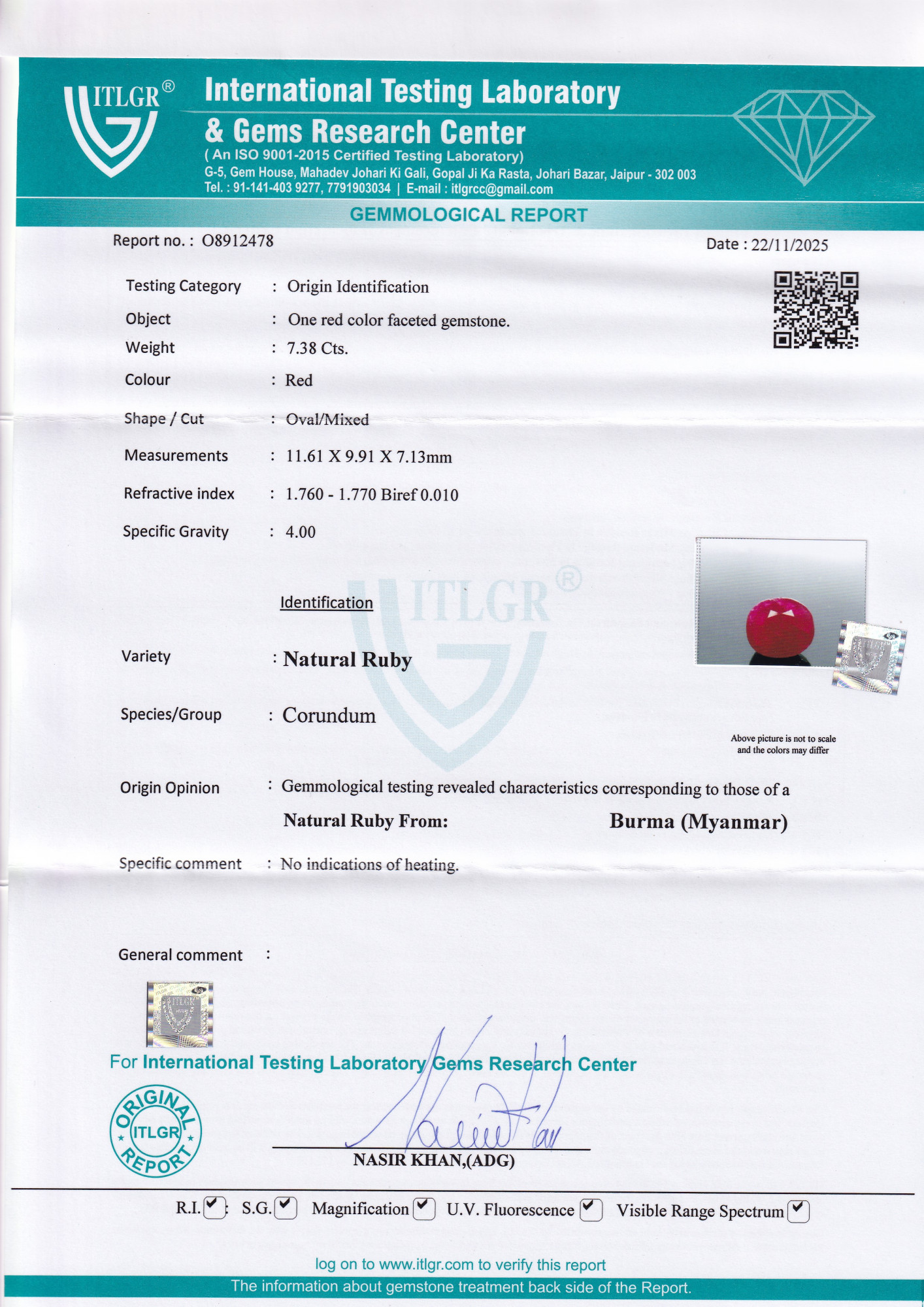 Ruby (Manik) - 7.38 Carat