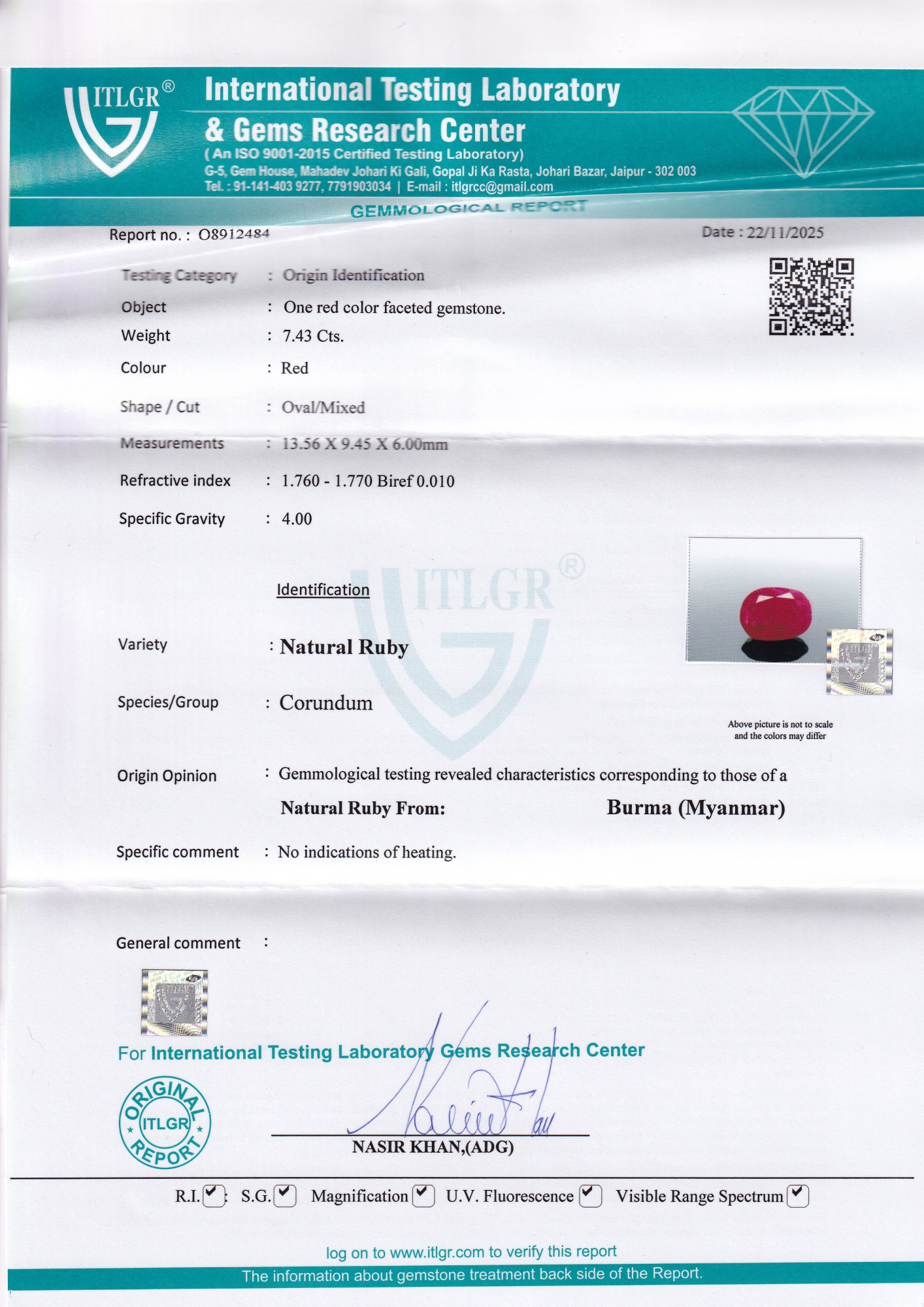 Ruby (Manik) - 7.43 Carat